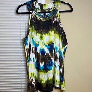 Apt. 9 Blue and Green Patterned Tank Top